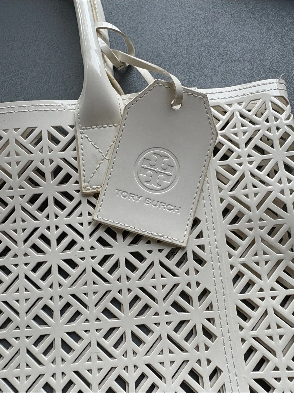 Tory Burch White Laser-Cut Tote